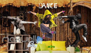 3D Graphic Design Dancers Over Wooden Wall Art Wall Murals Wallpaper Decals Prints Decor IDCWP-JB-000391