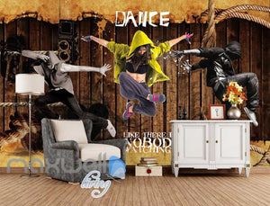 3D Graphic Design Dancers Over Wooden Wall Art Wall Murals Wallpaper Decals Prints Decor IDCWP-JB-000391