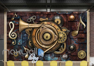 Metal cogs horn gears turning Art Wall Murals Wallpaper Decals Prints D¨¦cor IDCWP-JB-000417