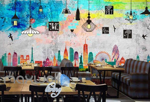 colourful graphic disign of london Art Wall Murals Wallpaper Decals Prints Decor IDCWP-JB-000453