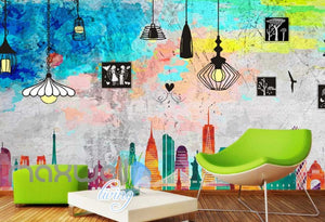 colourful graphic disign of london Art Wall Murals Wallpaper Decals Prints Decor IDCWP-JB-000453