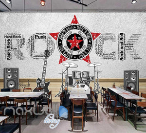 rock instruments with rock letters on wall Art Wall Murals Wallpaper Decals Prints Decor IDCWP-JB-000466