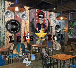 rock star and speaker on colourful Art Wall Murals Wallpaper Decals Prints Decor IDCWP-JB-000467