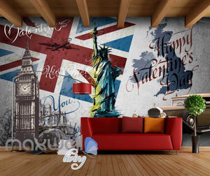 wallpaper graphic design of london flag big ben and liberty statu Art Wall Murals Wallpaper Decals Prints Decor IDCWP-JB-000485