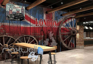 london flag on vintage barn wall wallpaper Art Wall Murals Wallpaper Decals Prints Decor IDCWP-JB-000502