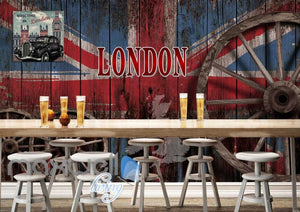 london flag on vintage barn wall wallpaper Art Wall Murals Wallpaper Decals Prints Decor IDCWP-JB-000502