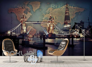 3d wallpaper photograph view of tower bridge and the shard Art Wall Murals Wallpaper Decals Prints Decor IDCWP-JB-000512