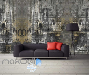 graphic design wallpaper of retro balck wall Art Wall Murals Wallpaper Decals Prints Decor IDCWP-JB-000540