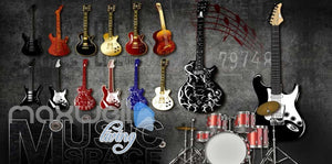 3d wallpaper of hanging electronic guitarls Art Wall Murals Wallpaper Decals Prints Decor IDCWP-JB-000554