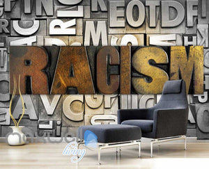 3d wallpaper typographic letters with racism word Art Wall Murals Wallpaper Decals Prints Decor IDCWP-JB-000574