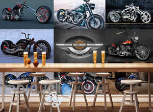 wallpaper collague photo of motor bikes Art Wall Murals Wallpaper Decals Prints Decor IDCWP-JB-000588