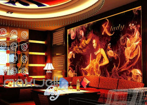 3d wallpaper with lady and fire for a ktv club room Art Wall Murals Wallpaper Decals Prints Decor IDCWP-JB-000602