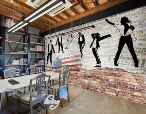 graphic design wallpaper with black and white michael jackson and usa flag Art Wall Murals Wallpaper Decals Prints Decor IDCWP-JB-000610