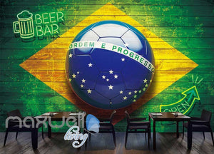 3d wallpaper futball ball with wooden wall brasil flag Art Wall Murals Wallpaper Decals Prints Decor IDCWP-JB-000617