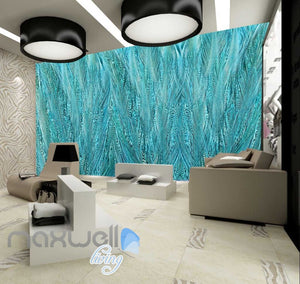 Graphic Design Pattern Blue Green Feathers Art Wall Murals Wallpaper Decals Prints Decor IDCWP-JB-000666