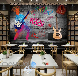 Graphic Design Of Colourful Men Playing A Guitar  Art Wall Murals Wallpaper Decals Prints Decor IDCWP-JB-000680