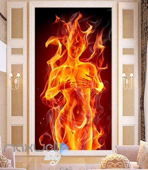 Graphic Design With Woman On Fire Art Wall Murals Wallpaper Decals Prints Decor IDCWP-JB-000704