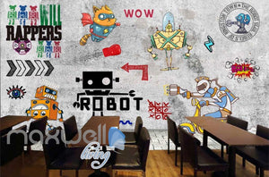 Graphic Design Cartoon Of Robots On Gray Wall Art Wall Murals Wallpaper Decals Prints Decor IDCWP-JB-000734