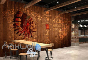 Rustic Wooden Wall With Indian Skull  Art Wall Murals Wallpaper Decals Prints Decor IDCWP-JB-000739