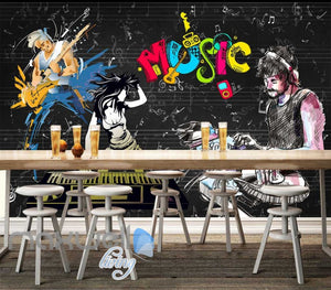 Graphic Design Cartoon People Dancing Dj  Art Wall Murals Wallpaper Decals Prints Decor IDCWP-JB-000777