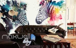 Graphic Design Colourful Zebras Art Wall Murals Wallpaper Decals Prints Decor IDCWP-JB-000797