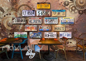 Rotten Bronce Wall With Car Plates  Art Wall Murals Wallpaper Decals Prints Decor IDCWP-JB-000827