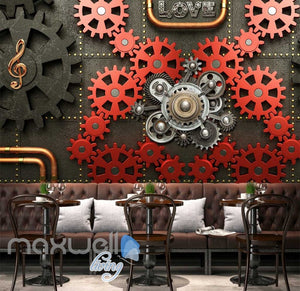 Red And Black Gears On Wall Art Wall Murals Wallpaper Decals Prints Decor IDCWP-JB-000850