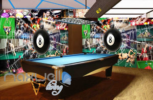 Pool Ball Breaking Glass Collague Poster Pool Art Wall Murals Wallpaper Decals Prints Decor IDCWP-JB-000869