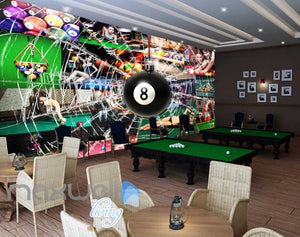 Pool Ball Breaking Glass Collague Poster Pool Art Wall Murals Wallpaper Decals Prints Decor IDCWP-JB-000869