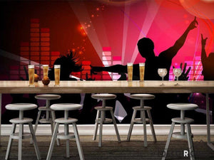 Graphic Design People Dancing Silhouette Ktv Club Art Wall Murals Wallpaper Decals Prints Decor IDCWP-JB-000884