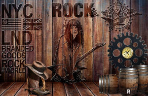 Wooden Wall Rock Nyc Letter Living Room Art Wall Murals Wallpaper Decals Prints Decor IDCWP-JB-000912