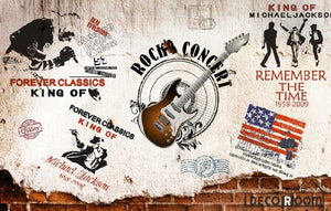 Rock Guitar Collage Wall Living Room Art Wall Murals Wallpaper Decals Prints Decor IDCWP-JB-000913