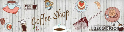 Image of White Wooden Wall Graphic Design Coffee Shop Restaurant Art Wall Murals Wallpaper Decals Prints Decor IDCWP-JB-000941