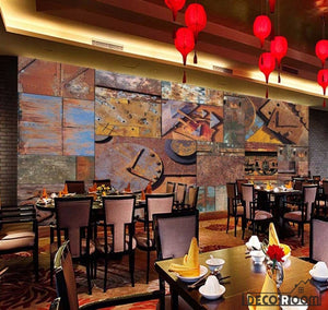 Rotten Metal Blocks On Wall Restaurant Art Wall Murals Wallpaper Decals Prints Decor IDCWP-JB-000962