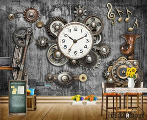 Metal Gear 3D Clock On Wall Living Room Restaurant Art Wall Murals Wallpaper Decals Prints Decor IDCWP-JB-000975