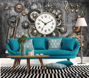 Metal Gear 3D Clock On Wall Living Room Restaurant Art Wall Murals Wallpaper Decals Prints Decor IDCWP-JB-000975