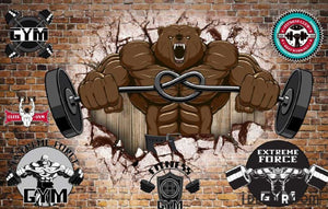 Cartoon Strong Bear Weight Living Room Art Wall Murals Wallpaper Decals Prints Decor IDCWP-JB-000989