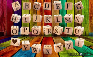 3D Letter Dice Colorful Wall Restaurant Art Wall Murals Wallpaper Decals Prints Decor IDCWP-JB-001002