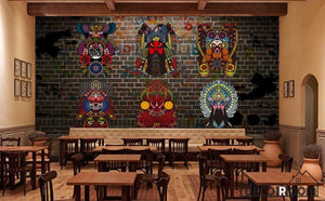 Animal Mandala Colorful Designs Black Wall Restaurant Art Wall Murals Wallpaper Decals Prints Decor IDCWP-JB-001004