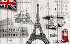 White Wall Paris Rome London Symbols Living Room Art Wall Murals Wallpaper Decals Prints Decor IDCWP-JB-001008