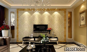 Golden Frame Fancy Pattern Wallpaper Living Room Art Wall Murals Wallpaper Decals Prints Decor IDCWP-JB-001090