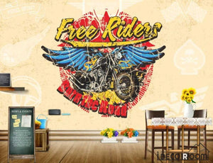 Graphic Design Free Riders Drawing Black Motorbike Wings Restaurant Art Wall Murals Wallpaper Decals Prints Decor IDCWP-JB-001121