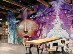 Graphic Design Colorful Drawing Woman Restaurant Art Wall Murals Wallpaper Decals Prints Decor IDCWP-JB-001128