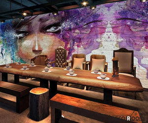 Graphic Design Colorful Drawing Woman Restaurant Art Wall Murals Wallpaper Decals Prints Decor IDCWP-JB-001128