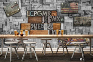 Metal Wall 3D Typographic Letters Usa Flag Restaurant Art Wall Murals Wallpaper Decals Prints Decor IDCWP-JB-001137