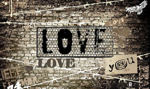 Image of Brick Wall 3D Love Letters Restaurant Living Room Art Wall Murals Wallpaper Decals Prints Decor IDCWP-JB-001142