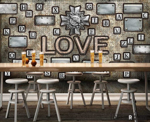 Typographic Letters Love Living Room Restaurant Art Wall Murals Wallpaper Decals Prints Decor IDCWP-JB-001155