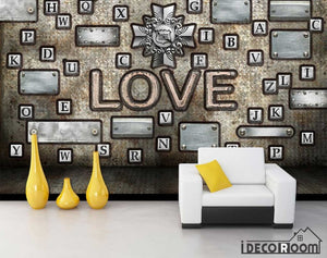 Typographic Letters Love Living Room Restaurant Art Wall Murals Wallpaper Decals Prints Decor IDCWP-JB-001155