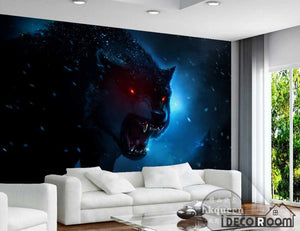 Graphic Design Black Angry Wolf Living Room Art Wall Murals Wallpaper Decals Prints Decor IDCWP-JB-001170