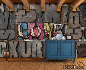 3D Typographic Love Letters Living Room Restaurant Art Wall Murals Wallpaper Decals Prints Decor IDCWP-JB-001210